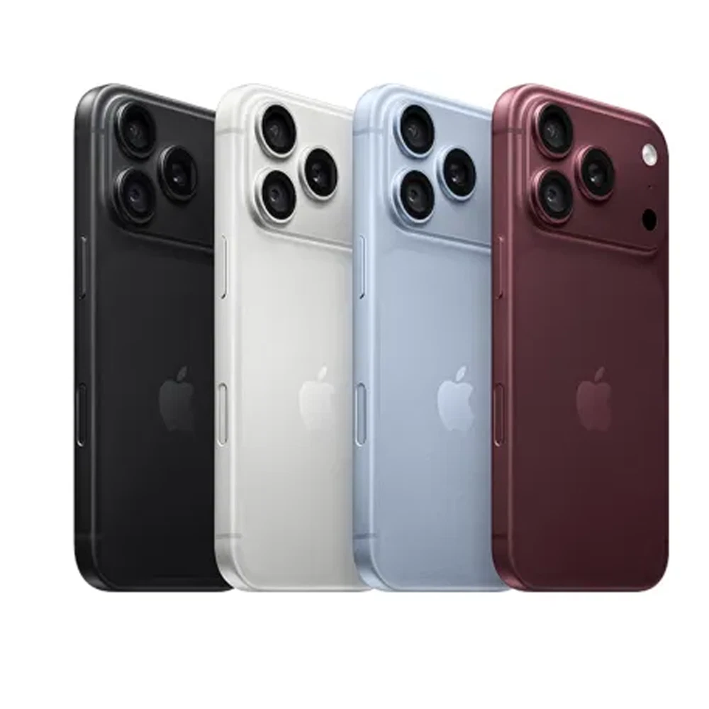 iPhone 18 Pro Max models in black, silver, blue, and burgundy